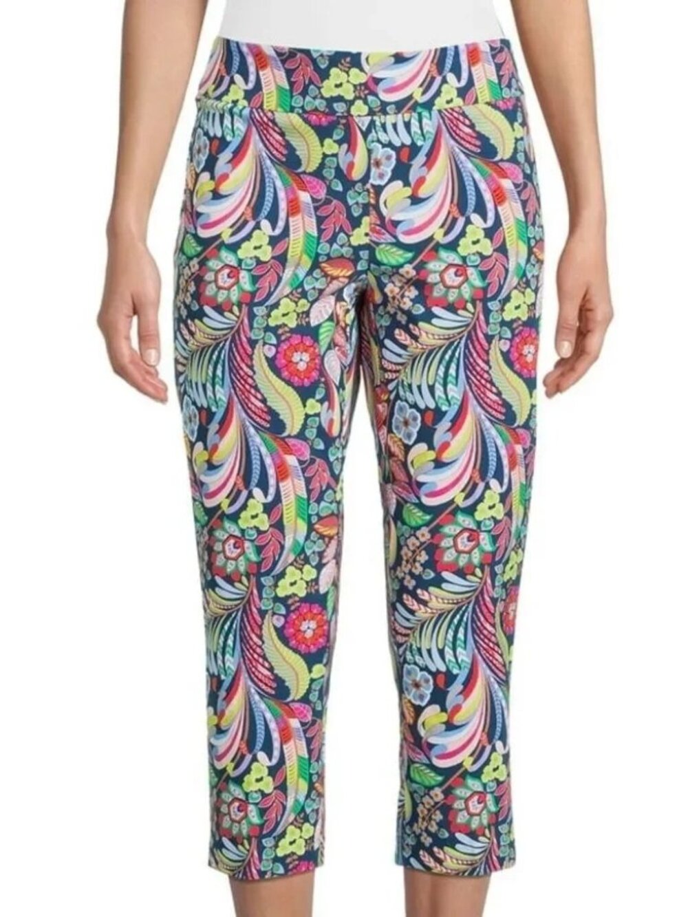 THE PIONEER WOMAN womens PANTS paisley CAPRI floral PULL-ON elastic SIZE XXL
